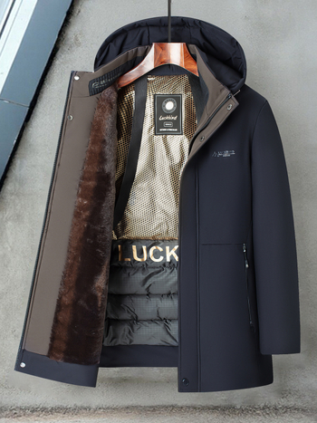 Grafén fleece-béléssel vastag téli férfi pamut kabát kapucnival, levehető zipzárral M2852
