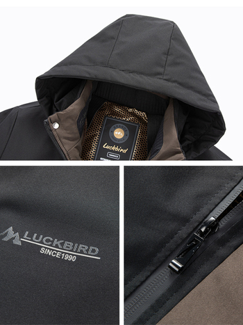 Grafén fleece-béléssel vastag téli férfi pamut kabát kapucnival, levehető zipzárral M2852