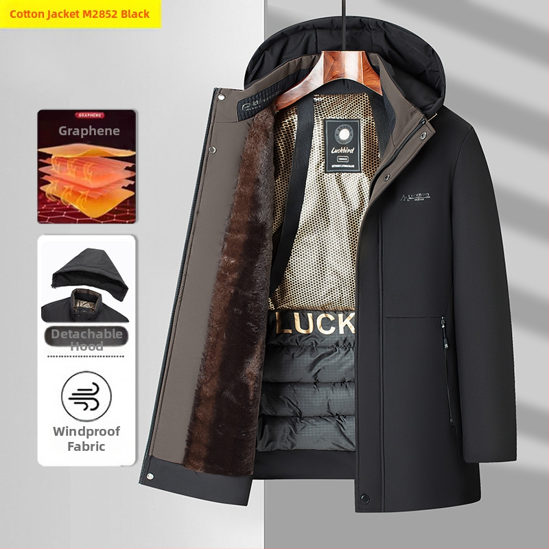 Muška zimska jakna s graphene fleece podstavom, debela, srednje duga, s odvojivom kapuljom, model M2852