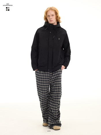 Jachetă căptușită din bumbac, cu glugă, croială lejeră, fermoar, umplutură poliester (polyester filler)