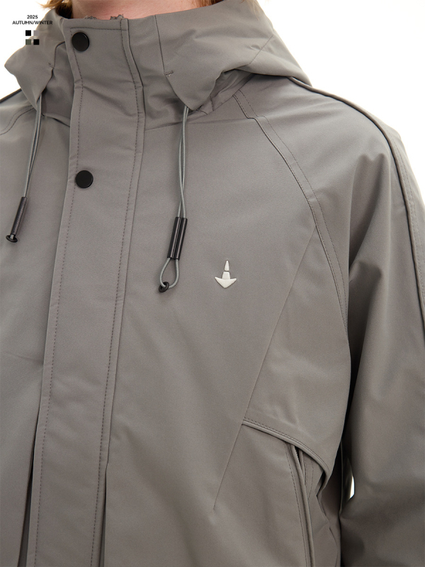 Jachetă căptușită din bumbac, cu glugă, croială lejeră, fermoar, umplutură poliester (polyester filler)