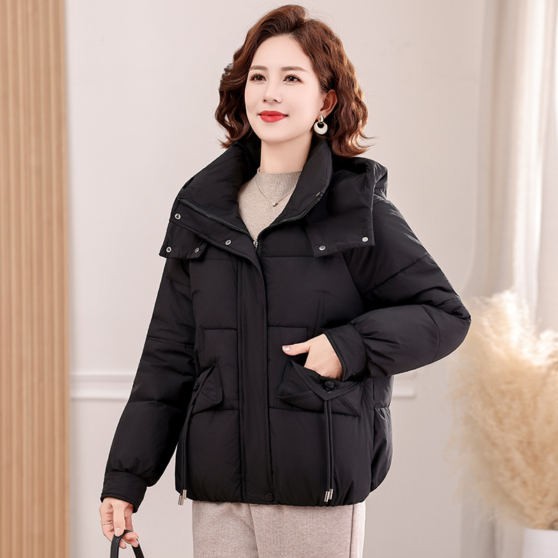 Ženska kratka zimsku jaknu s kapuljom, korejski stil, velika veličina