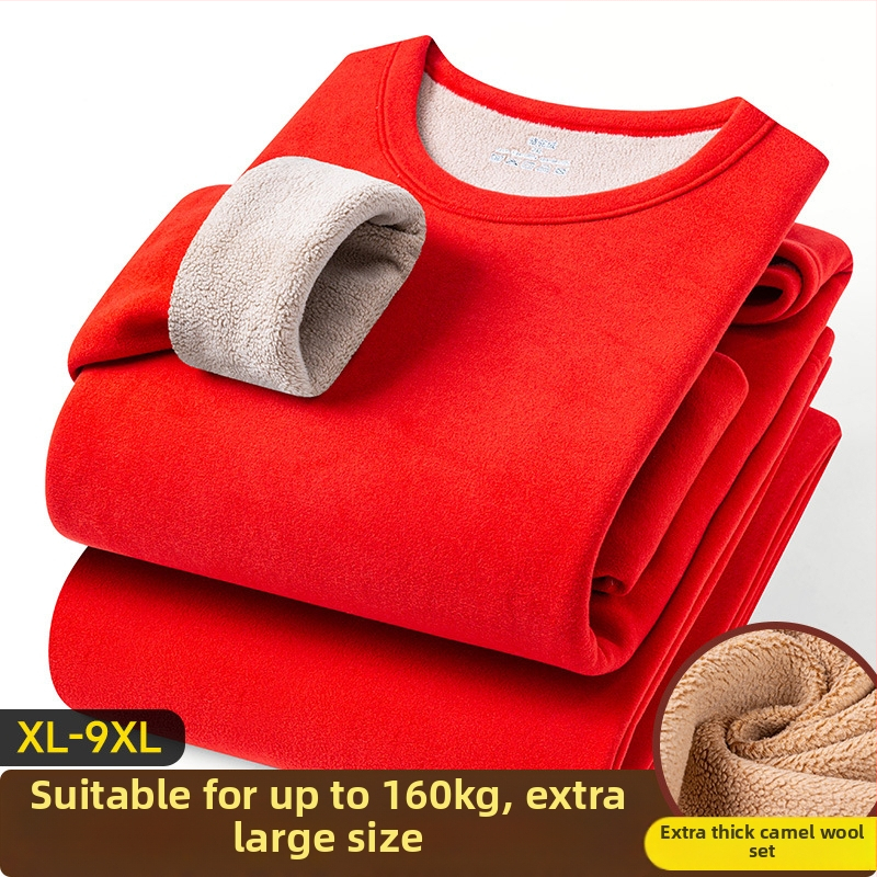 Pánska termálna súprava z kamelovej vlny, s fleecovou podšívkou, extrahustá 401–500 g/m², dvojdielna súprava: bunda a nohavice