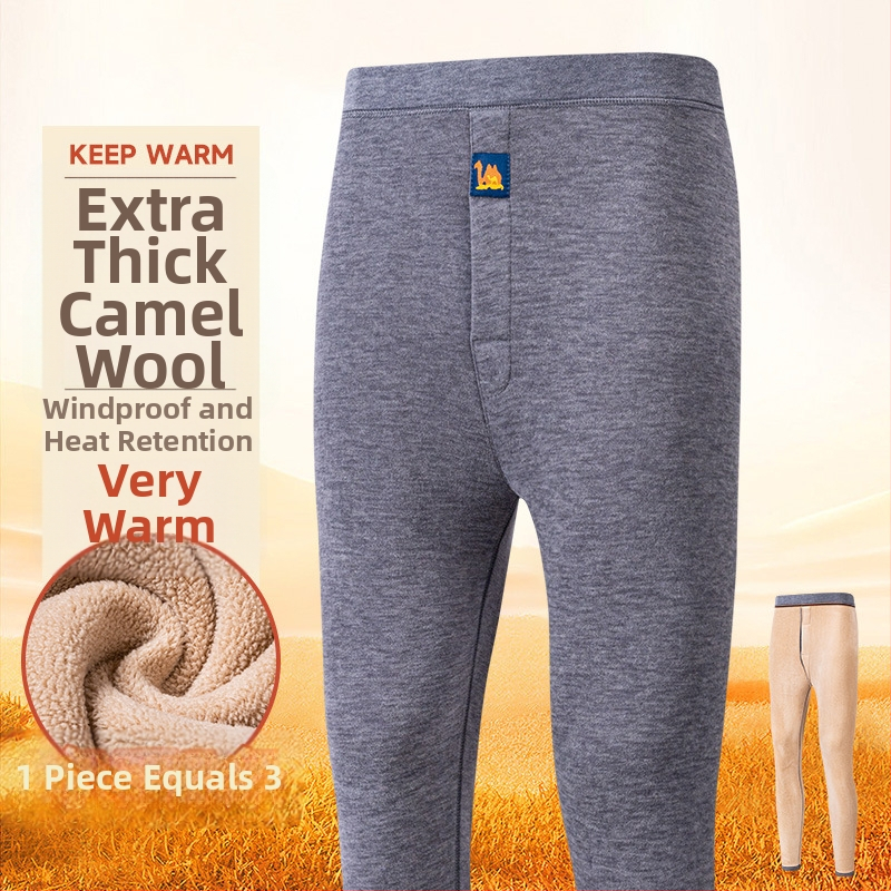 Pánska termálna súprava z kamelovej vlny, s fleecovou podšívkou, extrahustá 401–500 g/m², dvojdielna súprava: bunda a nohavice