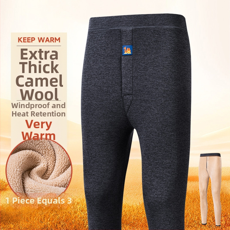 Pánska termálna súprava z kamelovej vlny, s fleecovou podšívkou, extrahustá 401–500 g/m², dvojdielna súprava: bunda a nohavice