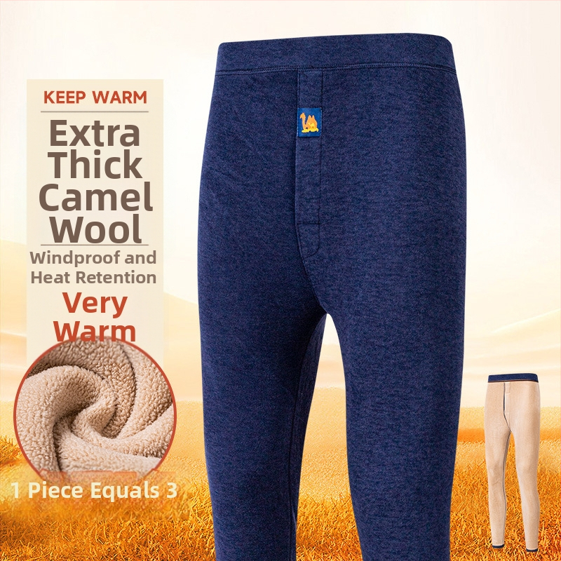 Pánska termálna súprava z kamelovej vlny, s fleecovou podšívkou, extrahustá 401–500 g/m², dvojdielna súprava: bunda a nohavice