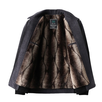 Férfi fleeceszínű vastag dzseki galléros, cipzárral, laza szabás