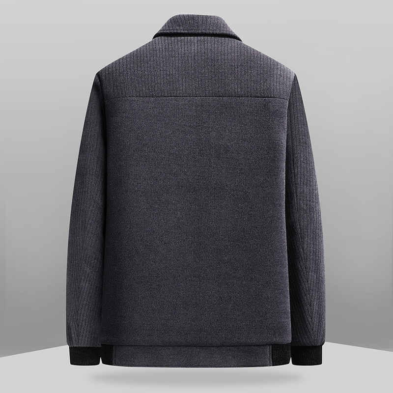 Férfi fleeceszínű vastag dzseki galléros, cipzárral, laza szabás