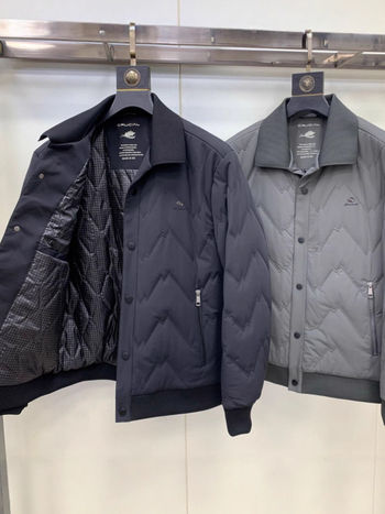 Férfi pamut töltött kabát gallérral, vastag quilt, külső anyag: nylon 86%; töltet: poliészter; bélés: poliészter