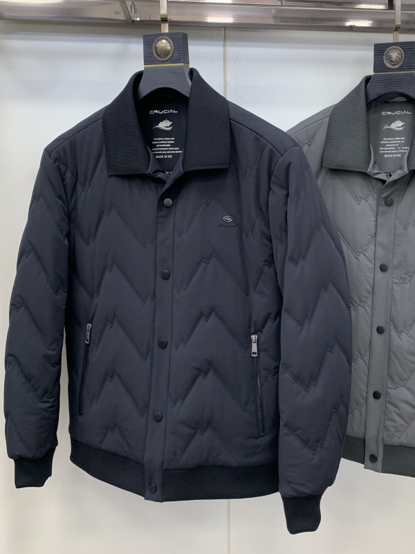 Férfi pamut töltött kabát gallérral, vastag quilt, külső anyag: nylon 86%; töltet: poliészter; bélés: poliészter