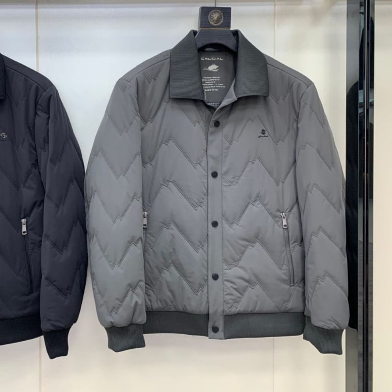 Férfi pamut töltött kabát gallérral, vastag quilt, külső anyag: nylon 86%; töltet: poliészter; bélés: poliészter