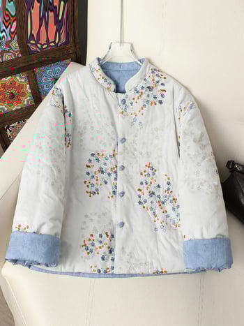 Női vastag pamutkabát, belső pamut töltettel, 95% poliészter, magas gallér, tél 2025