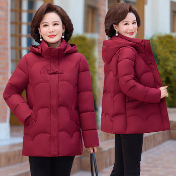 Plus-size ženska jakna s perjem, kapuljača, debela, srednje duljine, punjenje od bijelog patka perja 351–400 g, vanjski materijal Milk Silk, glavni materijal: poliester
