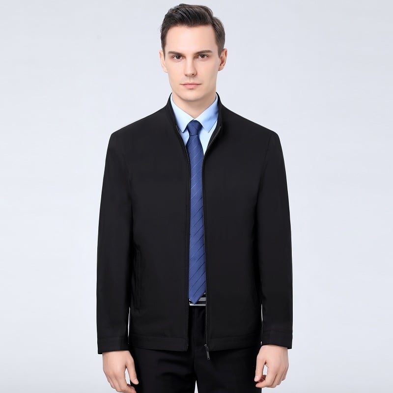 Mulberry selyemből készült dzseki, gallérrel és cipzáras zárással, könnyű üzleti stílus