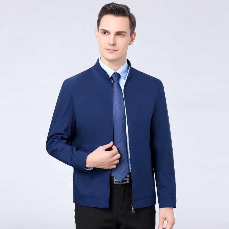 Mulberry selyemből készült dzseki, gallérrel és cipzáras zárással, könnyű üzleti stílus