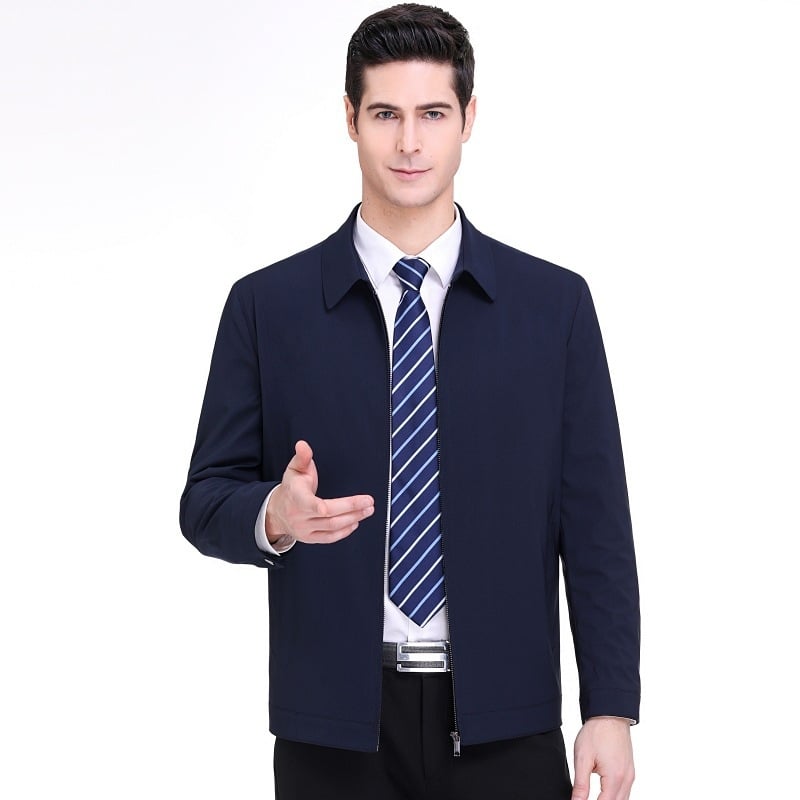 Mulberry selyemből készült dzseki, gallérrel és cipzáras zárással, könnyű üzleti stílus