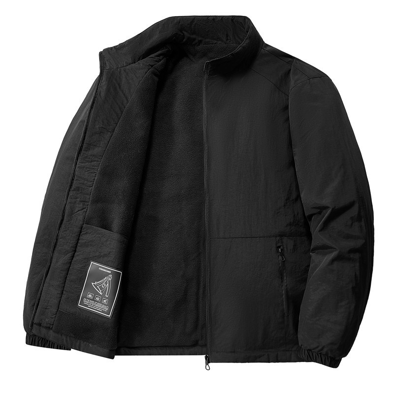 Muška zimska jakna sa stojećim ovratnikom, zip zatvarač, vanjski najlonski materijal, poliester podstava