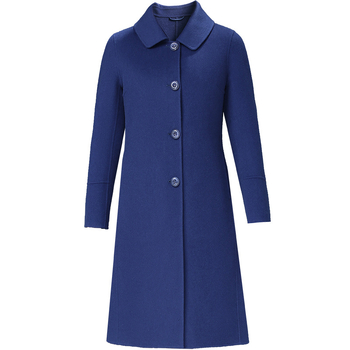 Női kétoldalas gyapjú kabát, hosszú, reveres gallér, egysoros gombolás, 95% feletti gyapjú tartalom