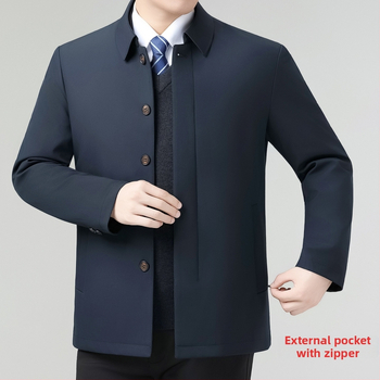 Jachetă din mătase Mulberry, guler cu rever, izolație întărită, închidere cu nasturi, pentru iarnă