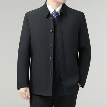 Jachetă din mătase Mulberry, guler cu rever, izolație întărită, închidere cu nasturi, pentru iarnă