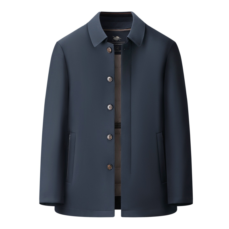 Jachetă din mătase Mulberry, guler cu rever, izolație întărită, închidere cu nasturi, pentru iarnă