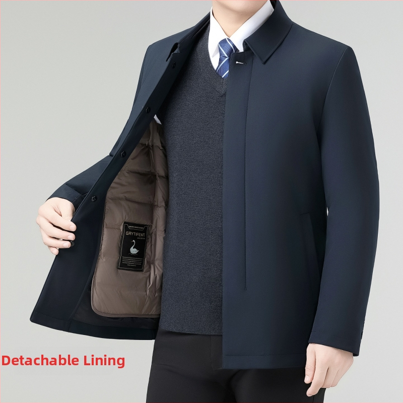 Jachetă din mătase Mulberry, guler cu rever, izolație întărită, închidere cu nasturi, pentru iarnă