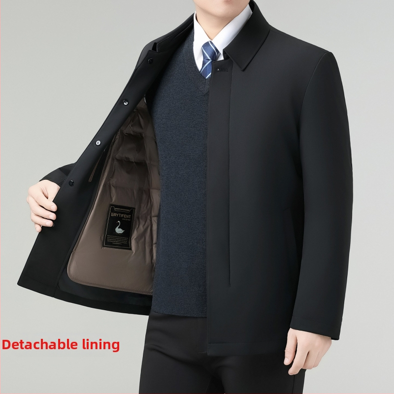 Jachetă din mătase Mulberry, guler cu rever, izolație întărită, închidere cu nasturi, pentru iarnă