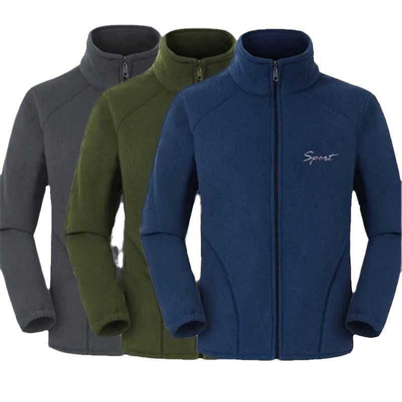 Muška fleece jakna sa zipom, slobodan kroj, jednostavna boja, poliester