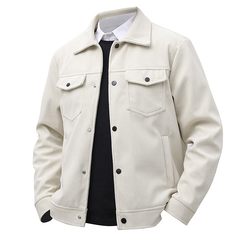 Jachetă Corduroy pentru bărbați, Rever, Închidere cu nasturi, Croială Fitted, Material: Poliester, Căptușeală acetat