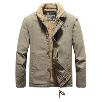 Geacă bărbătească de bumbac, mâneci Raglan, închidere simplă cu nasturi, culoare solidă, exterior de iarnă