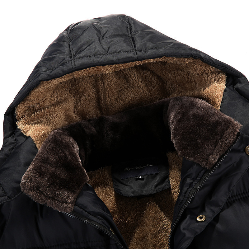 Αντρικό μπουφάν από βαμβάκι με επένδυση, μπροστινό φερμουάρ, μεσαίου μήκους, μονόχρωμο, χειμερινή επαγγελματική ενδυμασία (γέμισμα από βαμβάκι, επένδυση πολυεστέρα)