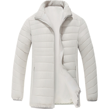 Jachetă bărbătească din bumbac – guler înalt, nasturi pe un rând, căptușeală acetat, umplutură din bumbac, buzunare patch 3D