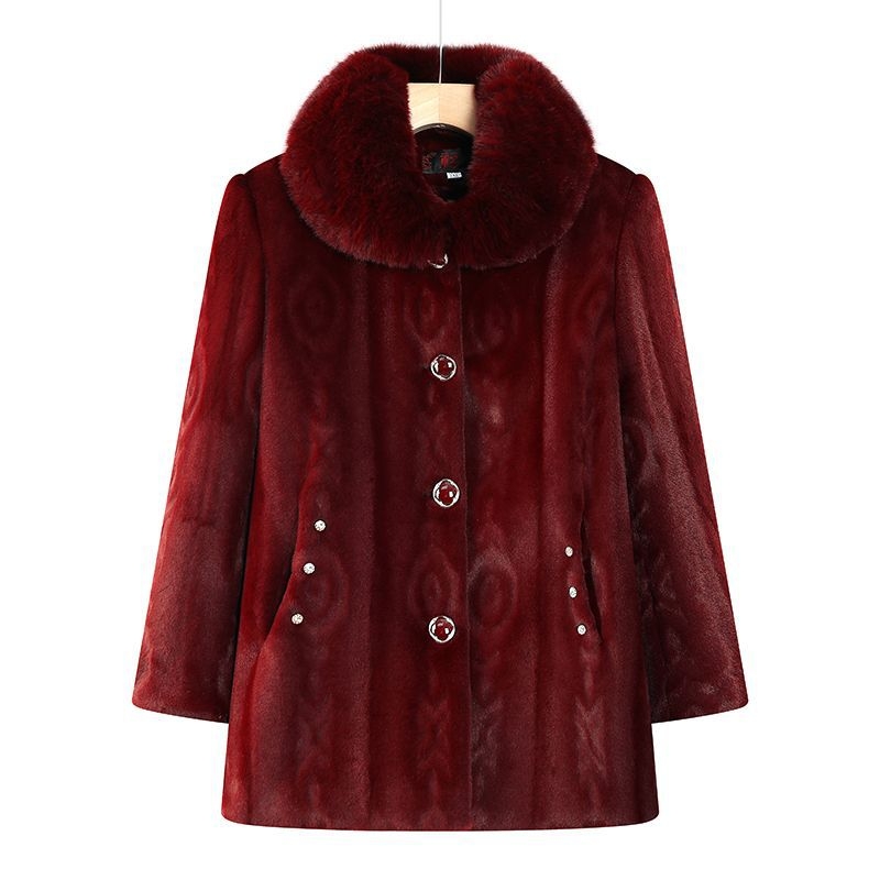 Palton de iarnă pentru femei de vârstă mijlocie și în vârstă, cu căptușeală de fleece, model geometric, stil casual, compoziție: spandex 80–90% + poliester 80–90%, lungime medie 50–65 cm, sezon iarna 2024