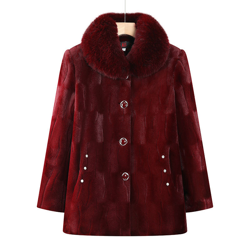 Palton de iarnă pentru femei de vârstă mijlocie și în vârstă, cu căptușeală de fleece, model geometric, stil casual, compoziție: spandex 80–90% + poliester 80–90%, lungime medie 50–65 cm, sezon iarna 2024