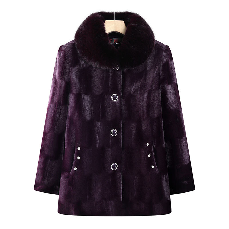 Palton de iarnă pentru femei de vârstă mijlocie și în vârstă, cu căptușeală de fleece, model geometric, stil casual, compoziție: spandex 80–90% + poliester 80–90%, lungime medie 50–65 cm, sezon iarna 2024