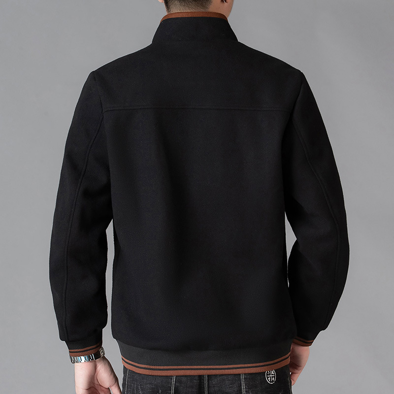 Jachetă cu glugă, lână cu blană de iepure, iarnă, stil domn de afaceri, guler înalt