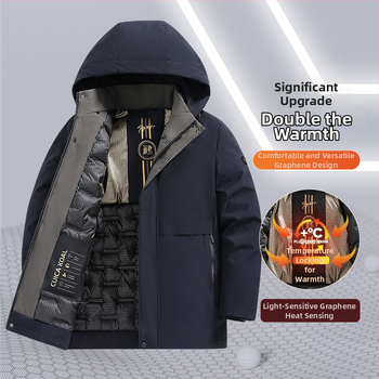 Muška zimska jakna s kapuljom, punjena pamukom, flis podstava, zatvarač, odvojiva, ležernog kroja