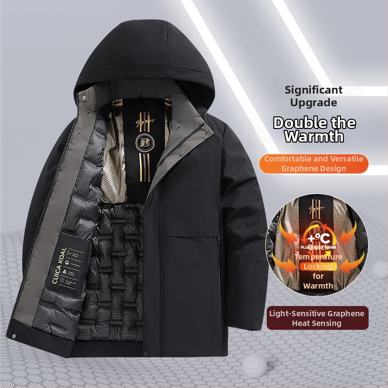 Muška zimska jakna s kapuljom, punjena pamukom, flis podstava, zatvarač, odvojiva, ležernog kroja