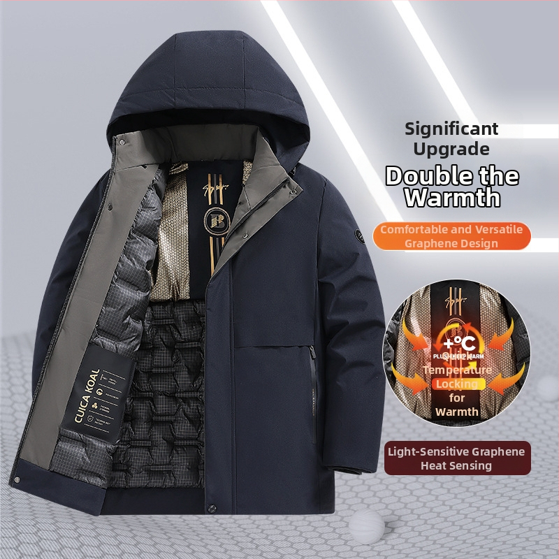 Muška zimska jakna s kapuljom, punjena pamukom, flis podstava, zatvarač, odvojiva, ležernog kroja