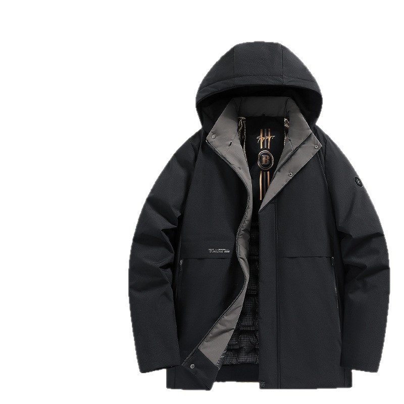 Muška zimska jakna s kapuljom, punjena pamukom, flis podstava, zatvarač, odvojiva, ležernog kroja