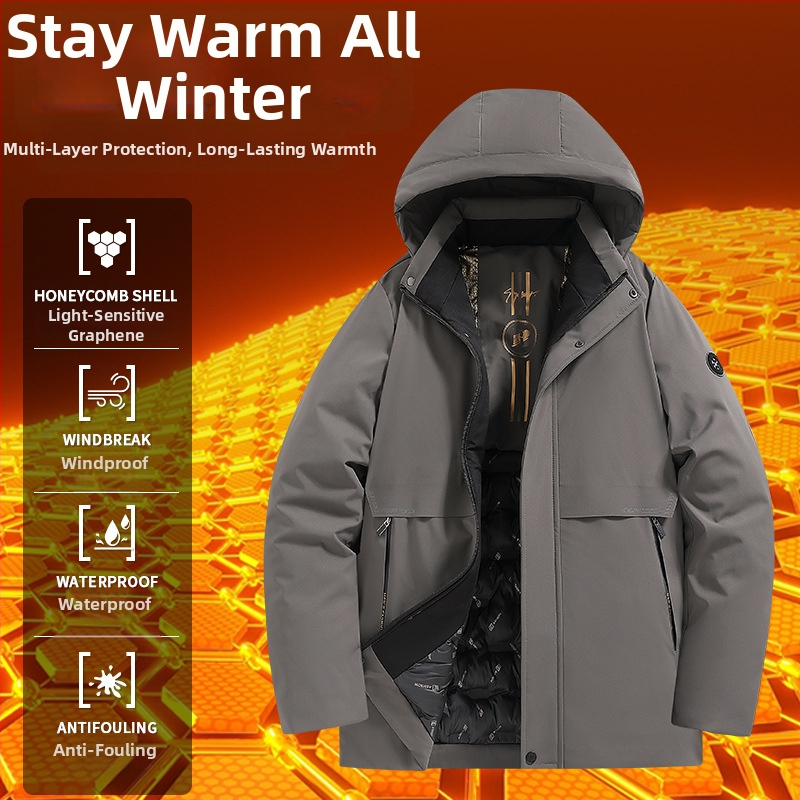 Muška zimska jakna s kapuljom, punjena pamukom, flis podstava, zatvarač, odvojiva, ležernog kroja