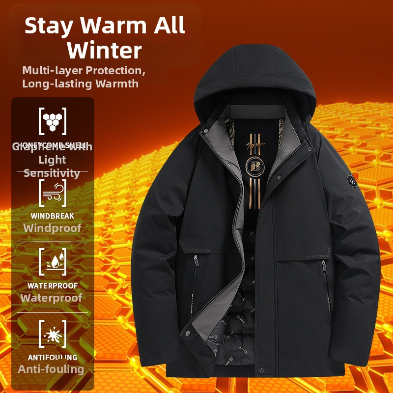 Muška zimska jakna s kapuljom, punjena pamukom, flis podstava, zatvarač, odvojiva, ležernog kroja