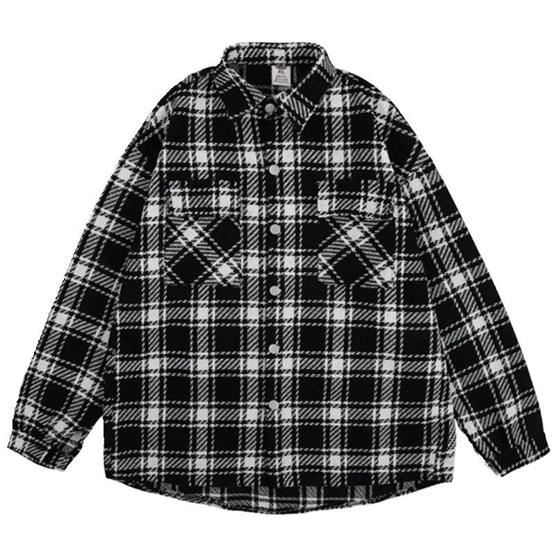 Muška karirana jakna s fleece podstavom, ležerni kroj, ovratnik s reverom, kopčanje na jednu red, zimu