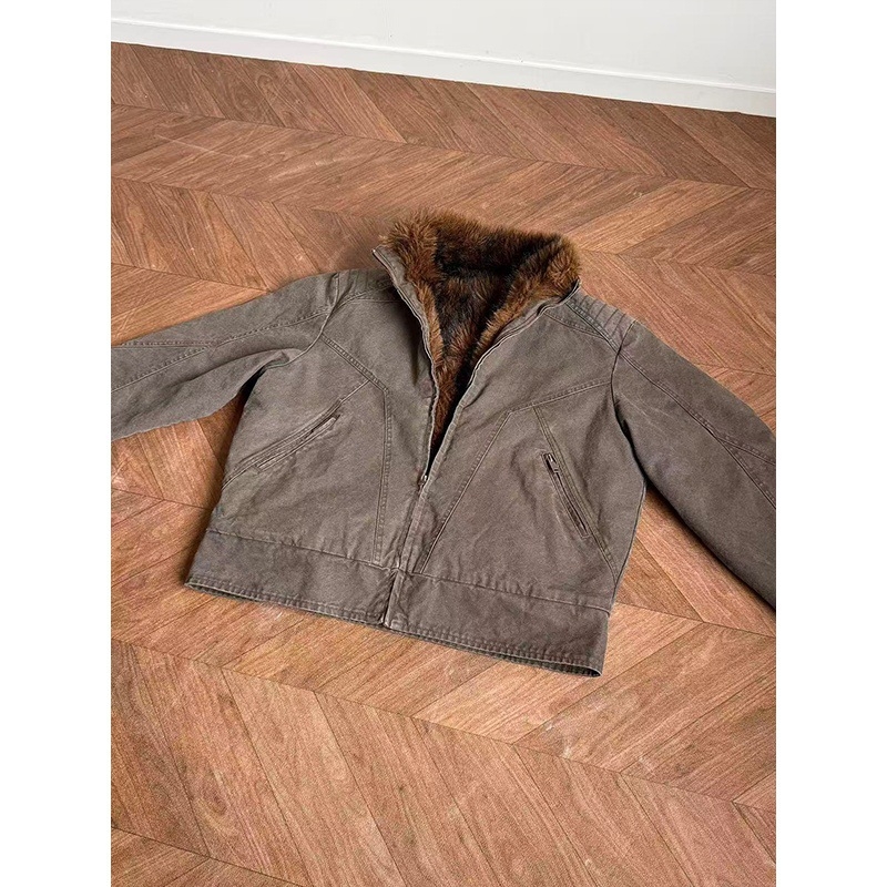 Bavlnená bunda s polyesterovou podšívkou, stojací golier, zips, voľný strih, hrubá na zimu