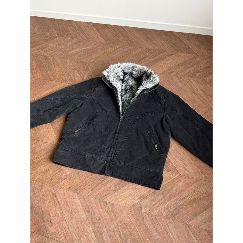 Bavlnená bunda s polyesterovou podšívkou, stojací golier, zips, voľný strih, hrubá na zimu