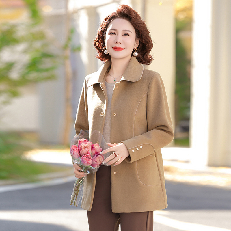 Moteriškas reversinis tweed trenčpalto, poliesterio pluoštas, poliesterio dalis 30–50%, vientisas raštas, ilgis 50–65 cm, sudėtinė konstrukcija