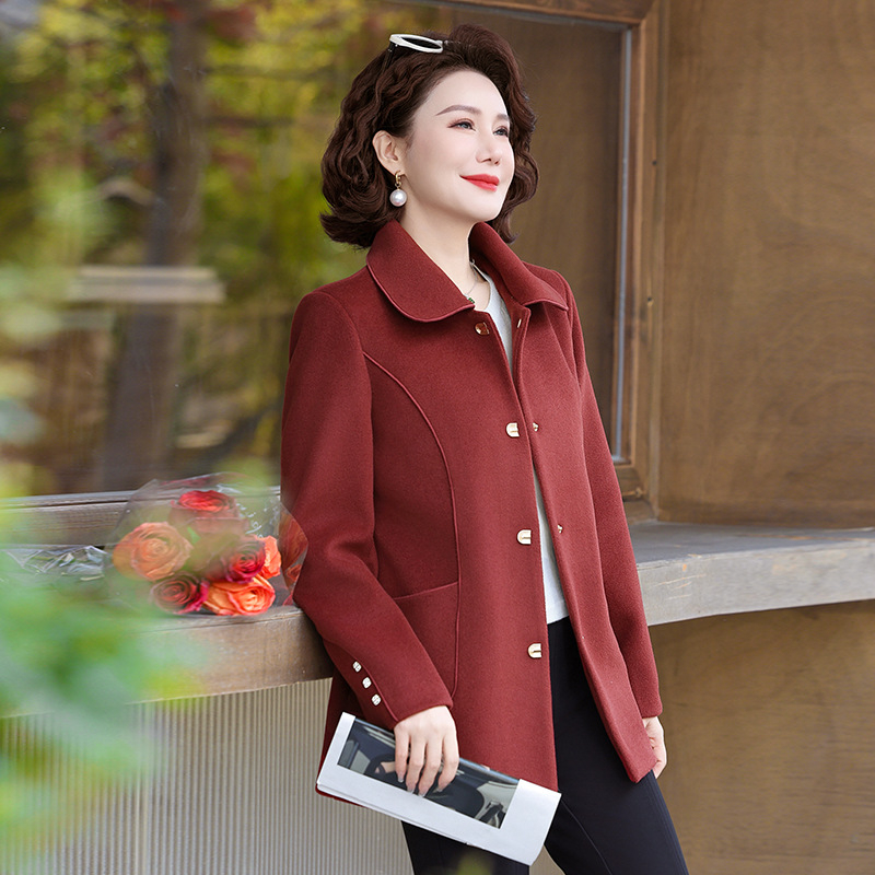 Moteriškas reversinis tweed trenčpalto, poliesterio pluoštas, poliesterio dalis 30–50%, vientisas raštas, ilgis 50–65 cm, sudėtinė konstrukcija