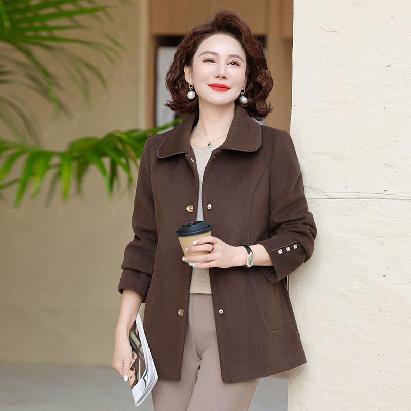 Moteriškas reversinis tweed trenčpalto, poliesterio pluoštas, poliesterio dalis 30–50%, vientisas raštas, ilgis 50–65 cm, sudėtinė konstrukcija