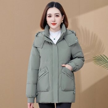 Női tollkabát kacsapúppal, 81–85% tolltartalom, vastag és meleg, gallér nélkül, cipzárral, pamut anyag, ősz 2025
