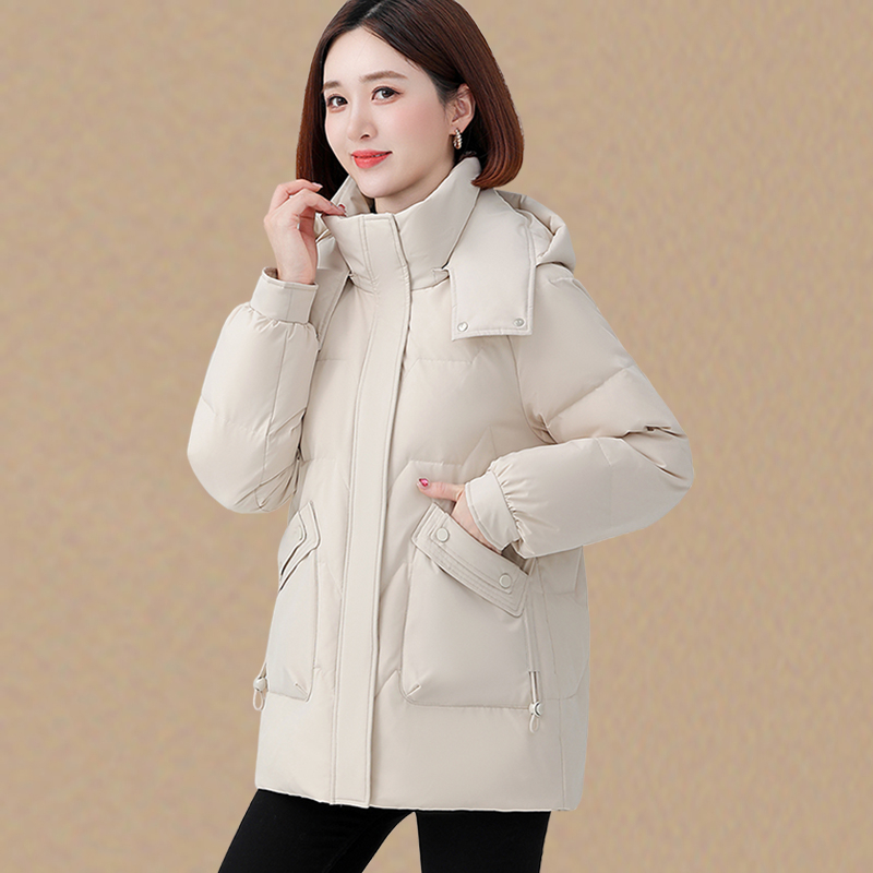 Női tollkabát kacsapúppal, 81–85% tolltartalom, vastag és meleg, gallér nélkül, cipzárral, pamut anyag, ősz 2025